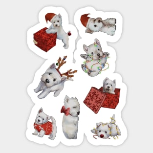 Christmas Westies sticker set Sticker